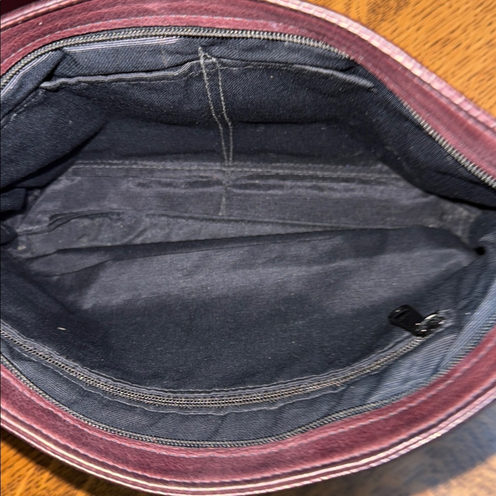 PAM BRONK leather artist original bag in oxblood red leather & Water Lily design - Picture 8 of 14